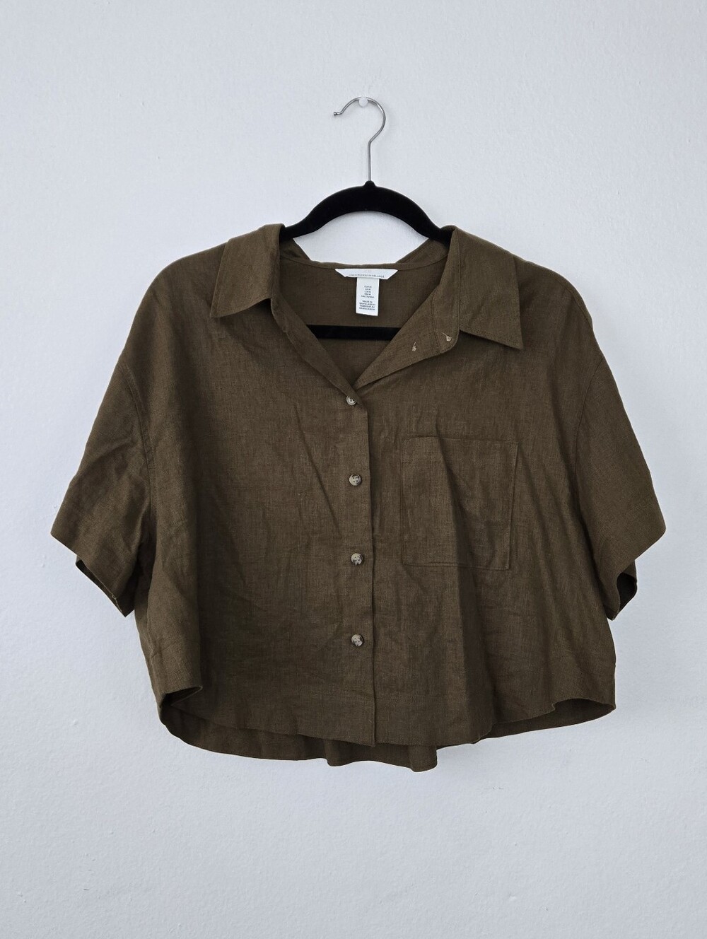 H&M Linen blend Buttoned Crop Top